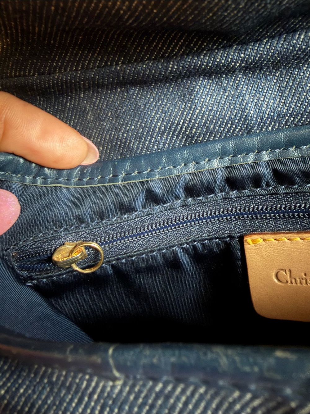 Vintage Dior Saddle Denim Leather Trim Shoulder Bag - Picture 9 of 12